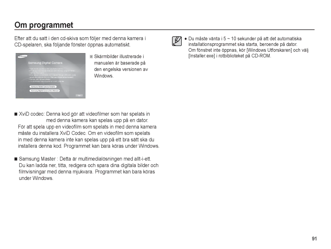 Samsung EC-ST50ZBBP/E2, EC-ST50ZSBP/E2, EC-ST50ZRBP/E2, EC-ST50ZUBP/E2 manual Om programmet 