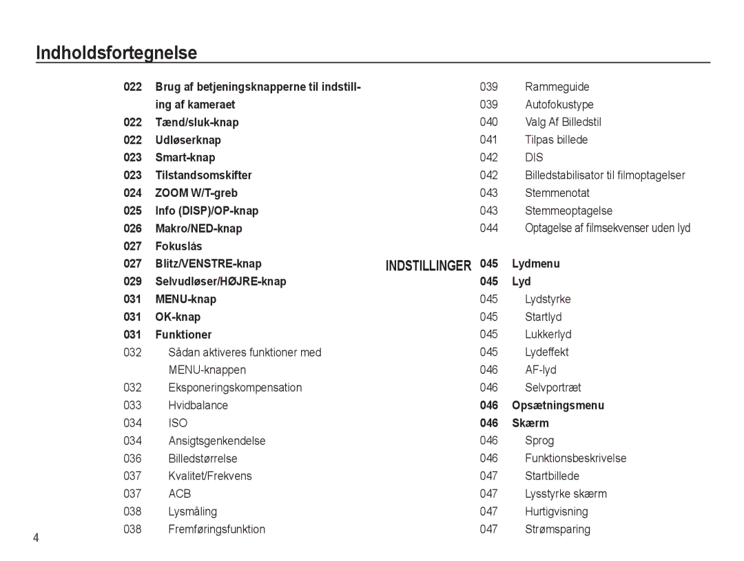 Samsung EC-ST50ZSBP/E2 Rammeguide, Autofokustype, Valg Af Billedstil, Tilpas billede, 042, Stemmenotat, Stemmeoptagelse 