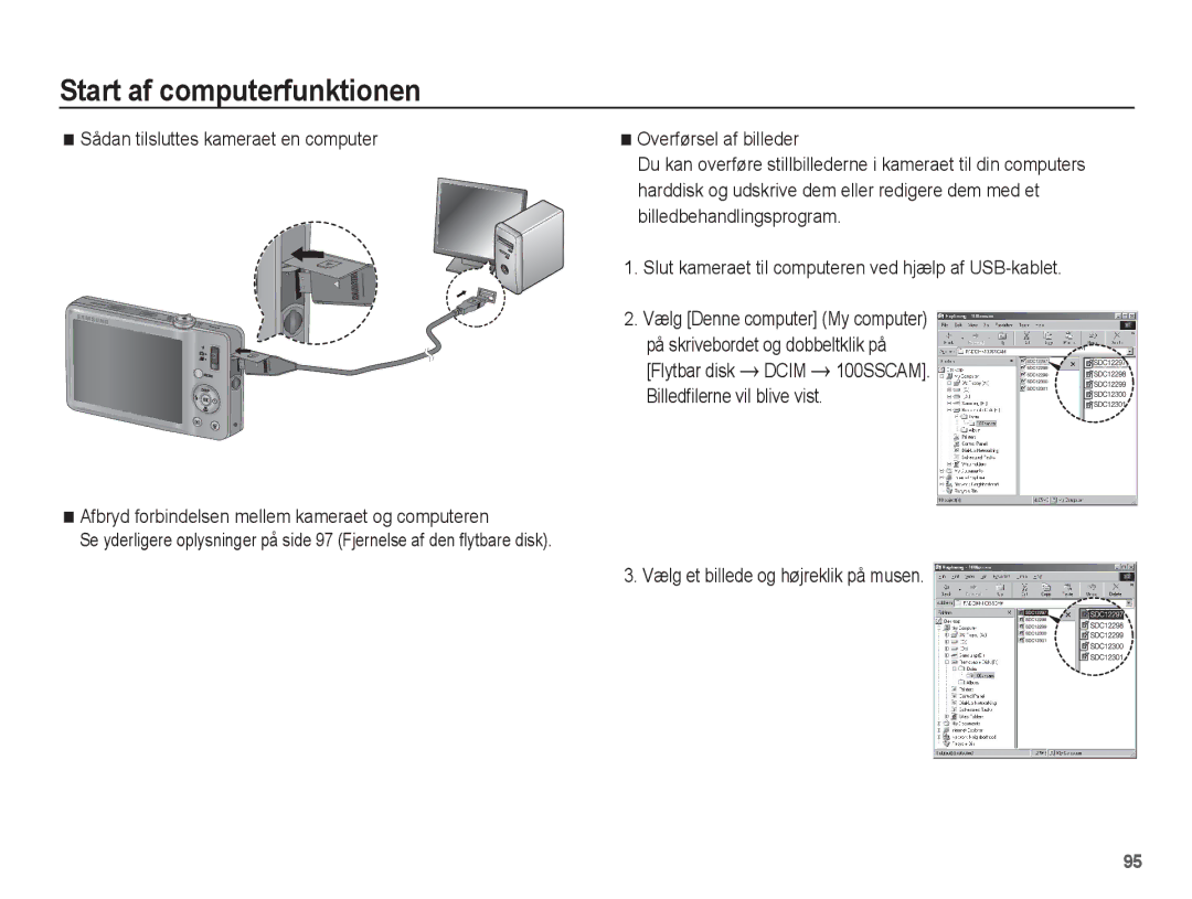 Samsung EC-ST50ZBBP/E2, EC-ST50ZSBP/E2, EC-ST50ZRBP/E2, EC-ST50ZUBP/E2 manual Vælg et billede og højreklik på musen 