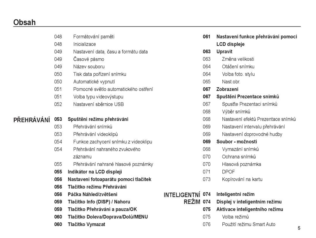 Samsung EC-ST50ZUBP/E3 Formátování pamČti, Inicializace, Nastavení data, þasu a formátu data, Volba typu videovýstupu, 071 