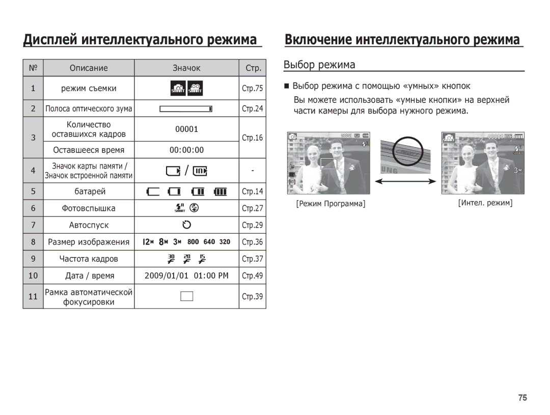 Samsung EC-ST50ZRBA/RU manual ȖșȚȈȊȠȐȝșȧ Ȓȉȍșȗȋ, ǨȊȚȖșȗțșȒ, Ǭȉțȉ / ȊȘȍȔȧ, 2009/01/01 0100 PM, Ǹȉȕȓȉ ȈȊȚȖȔȈȚȐȟȍșȒȖȑ 