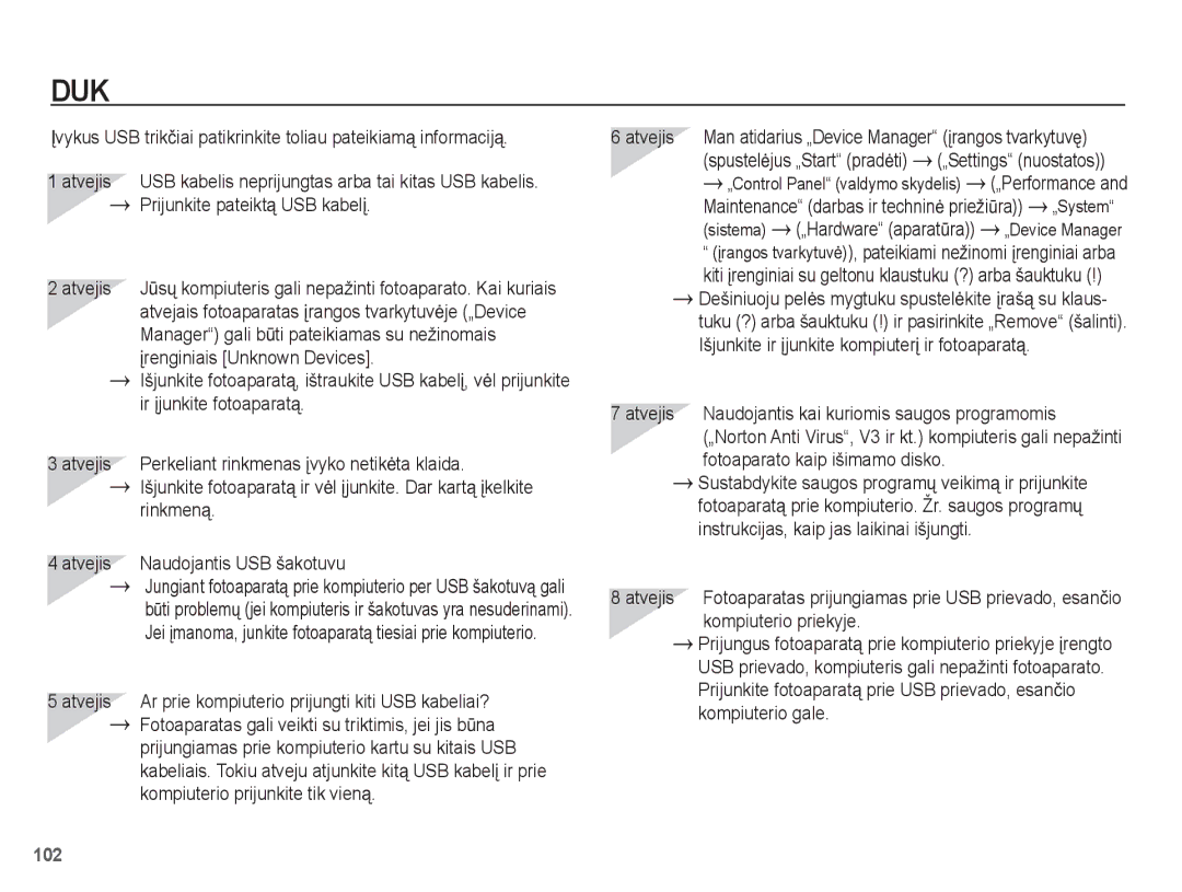 Samsung EC-ST50ZSBP/RU manual Prijunkite pateiktą USB kabelƳ, Manager gali bǌti pateikiamas su nežinomais, Rinkmeną 