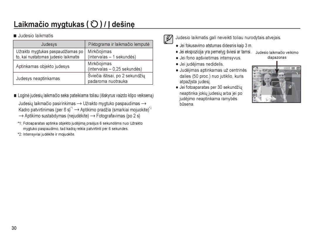 Samsung EC-ST50ZSBP/RU, EC-ST50ZBBP/RU, EC-ST50ZRBP/RU manual Judesio laikmatis 