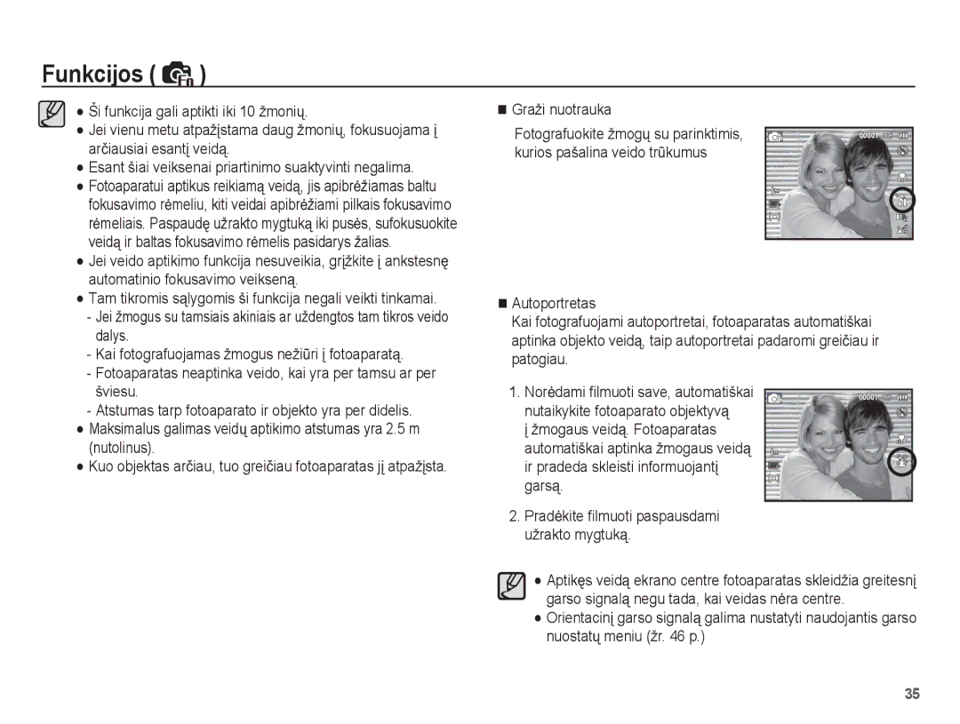 Samsung EC-ST50ZBBP/RU, EC-ST50ZSBP/RU manual Graži nuotrauka, Kuo objektas arþiau, tuo greiþiau fotoaparatas jƳ atpažƳsta 