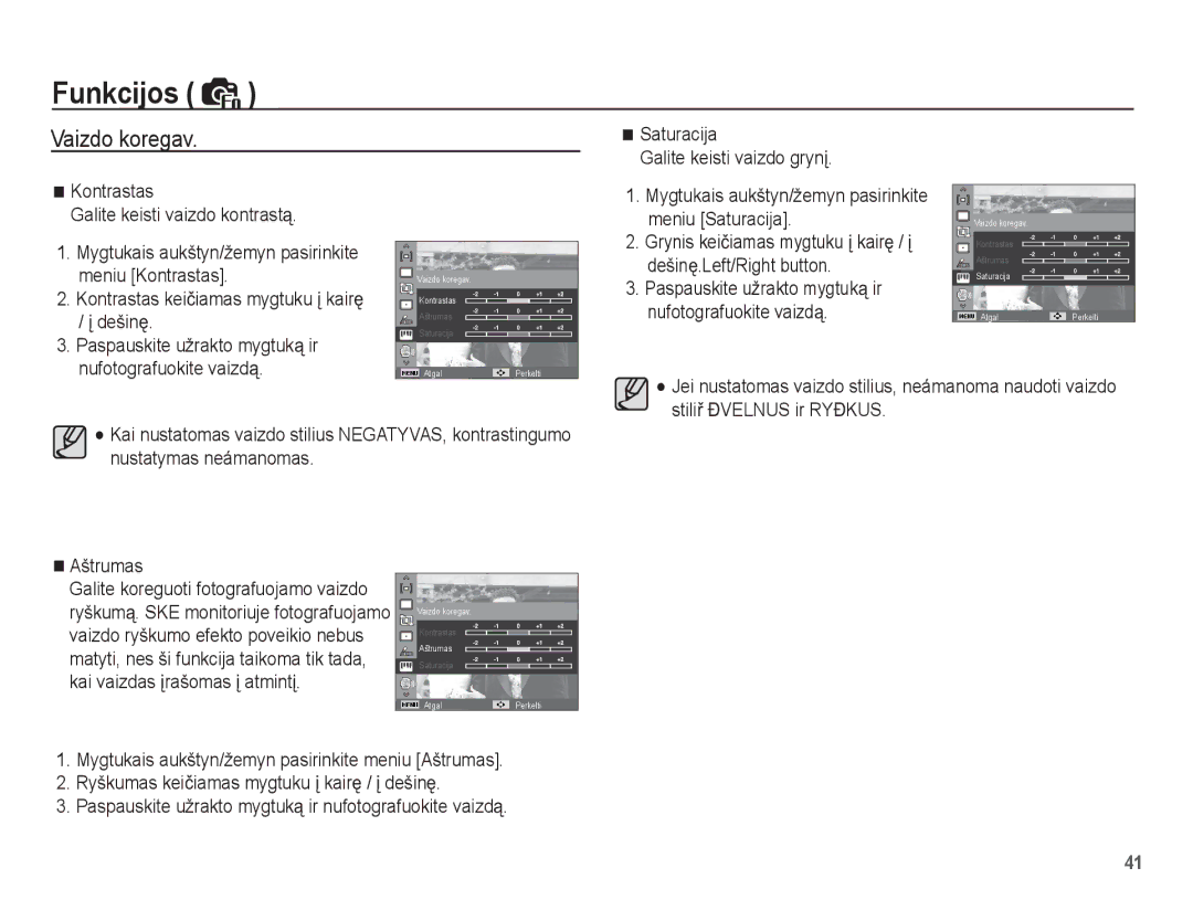 Samsung EC-ST50ZBBP/RU, EC-ST50ZSBP/RU, EC-ST50ZRBP/RU manual Vaizdo koregav 