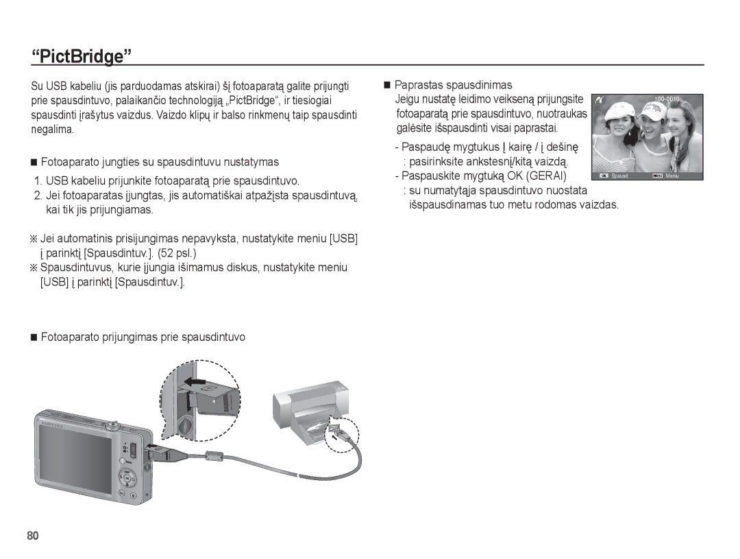 Samsung EC-ST50ZBBP/RU, EC-ST50ZSBP/RU, EC-ST50ZRBP/RU manual PictBridge 