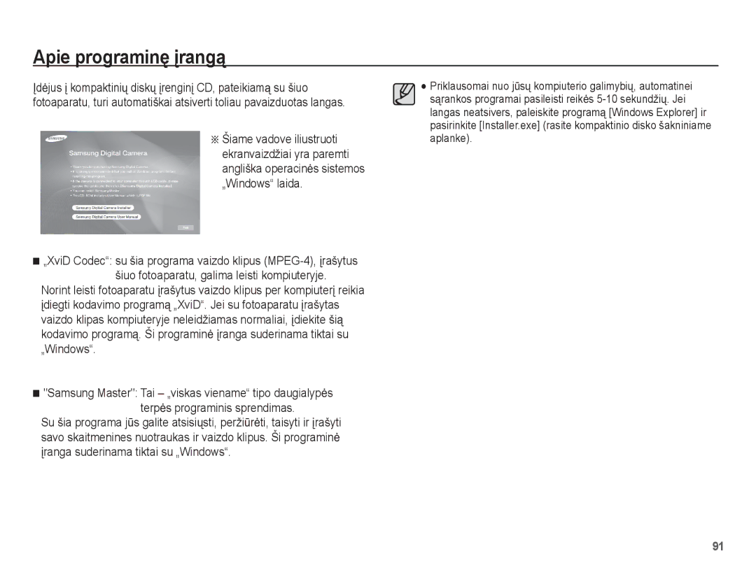 Samsung EC-ST50ZRBP/RU, EC-ST50ZBBP/RU, EC-ST50ZSBP/RU manual Apie programinĊ Ƴrangą 