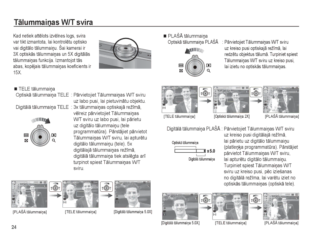 Samsung EC-ST50ZSBP/RU manual TƗlummaiƼas W/T svira, Uz kreiso pusi digitƗlajƗ režƯmƗ, Lai pƗrietu uz digitƗlo tƗlummaiƼu 