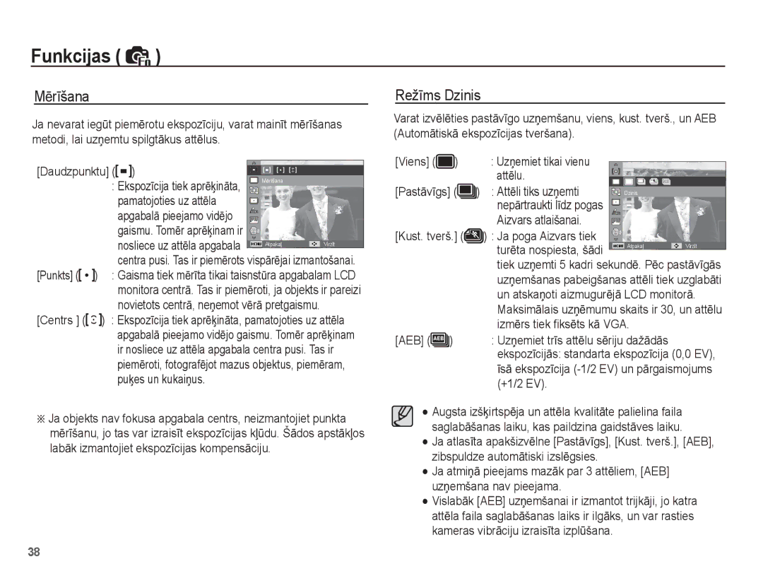 Samsung EC-ST50ZBBP/RU, EC-ST50ZSBP/RU, EC-ST50ZRBP/RU manual MƝrƯšana, RežƯms Dzinis 