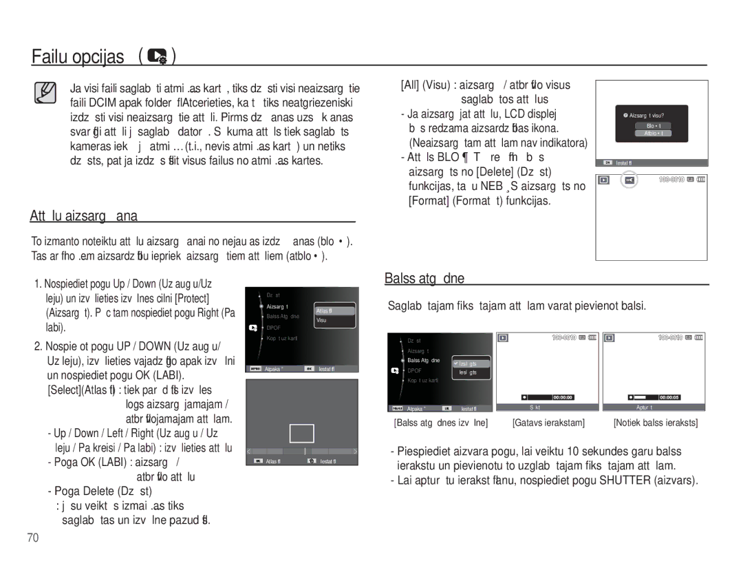 Samsung EC-ST50ZRBP/RU, EC-ST50ZBBP/RU, EC-ST50ZSBP/RU manual AttƝlu aizsargƗšana 