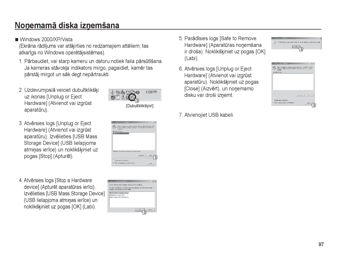 Samsung EC-ST50ZRBP/RU, EC-ST50ZBBP/RU, EC-ST50ZSBP/RU manual NoƼemamƗ diska izƼemšana 