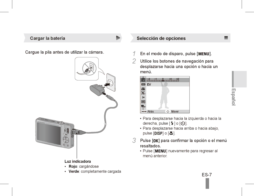 Samsung EC-ST50ZUBP/E3, EC-ST50ZUBP/FR, EC-ST50ZSBP/GB, EC-ST50ZSBP/FR, EC-ST50ZSBP/E1, EC-ST50ZRBP/FR ES-7, Cargar la batería 