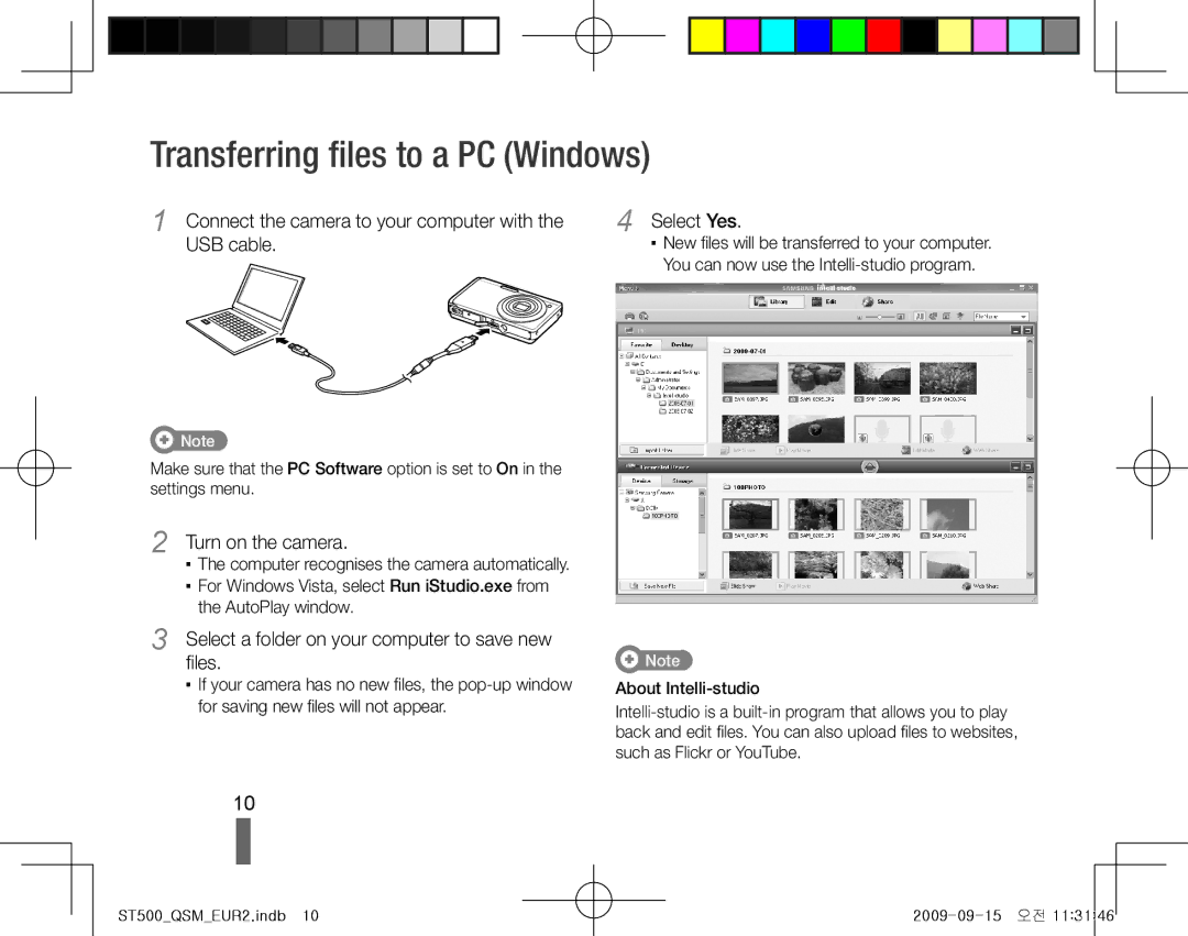 Samsung EC-ST500ZBPRFR, EC-ST510ZBPRE1 manual Transferring files to a PC Windows, Turn on the camera, AutoPlay window 