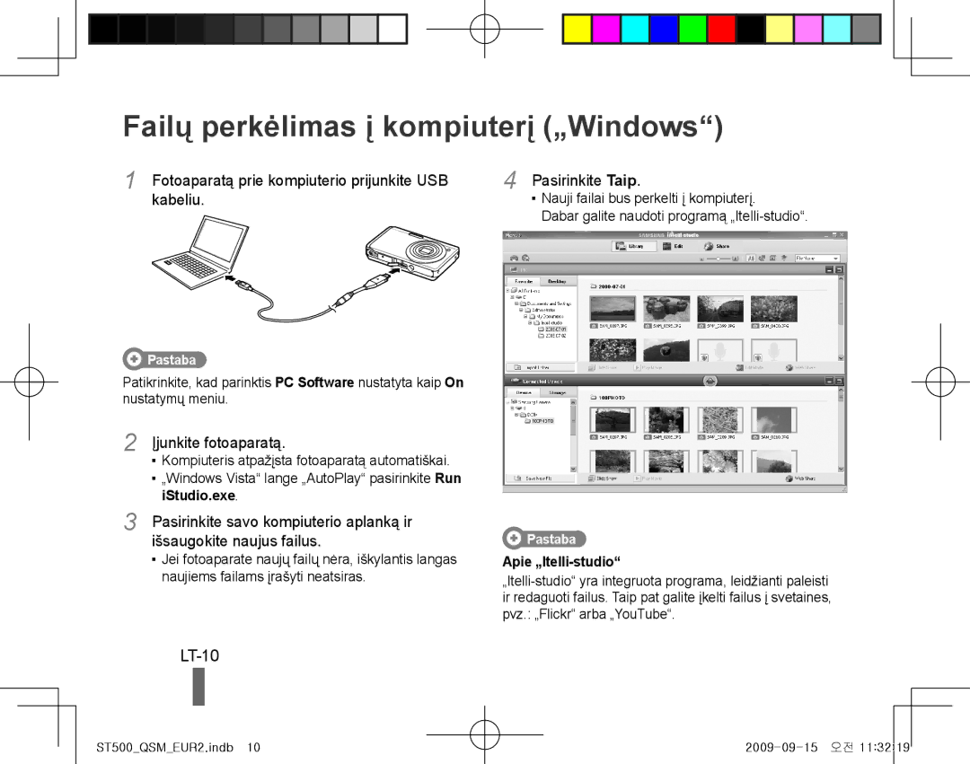 Samsung EC-ST500ZBPRSA, EC-ST510ZBPRE1, EC-ST500ZBPRIT, EC-ST500ZBASE1 manual Failų perkėlimas į kompiuterį „Windows, LT-10 