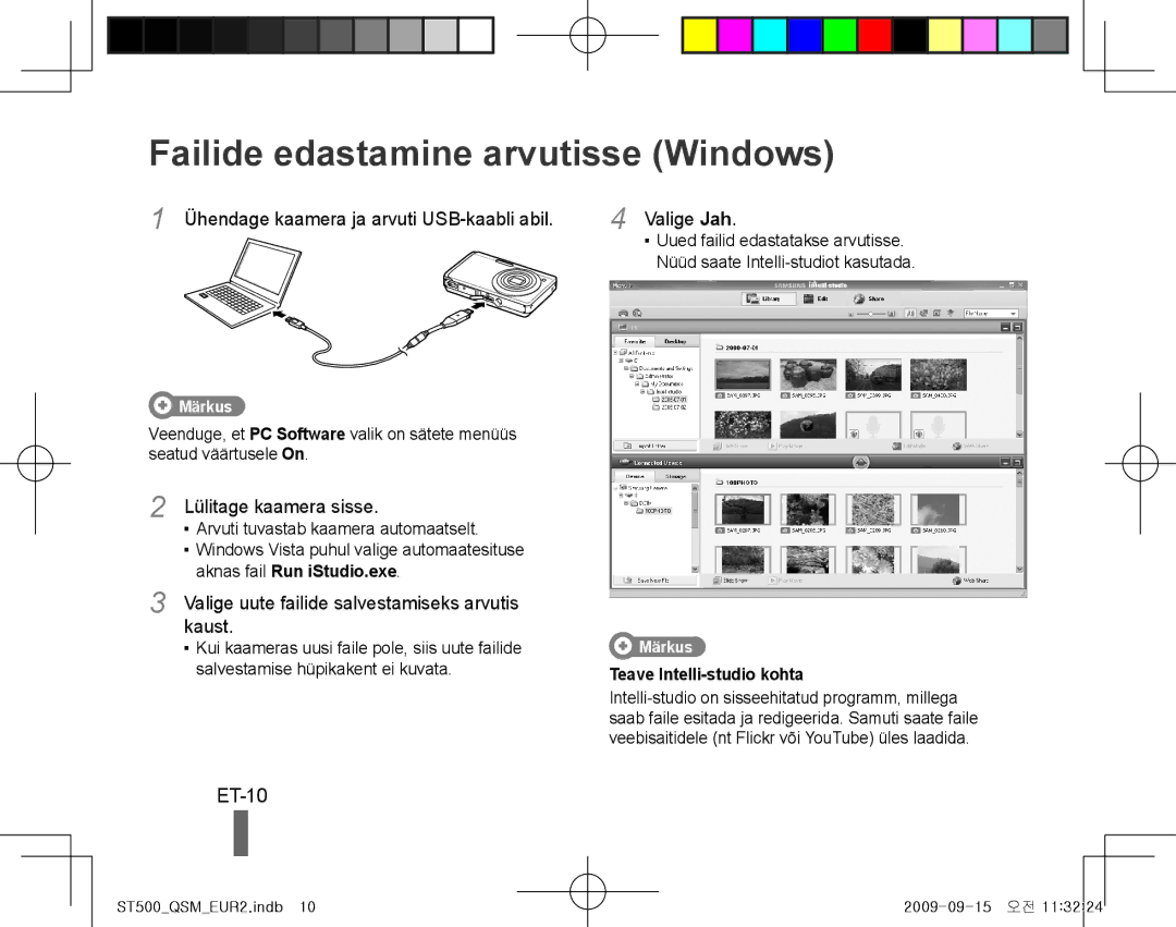 Samsung EC-ST500ZBPUE3, EC-ST510ZBPRE1, EC-ST500ZBPRIT, EC-ST500ZBASE1 manual Failide edastamine arvutisse Windows, ET-10 