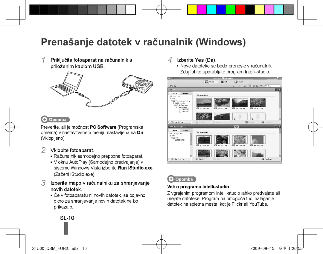 Samsung EC-ST500ZBPURU, EC-ST510ZBPRE1, EC-ST500ZBPRIT, EC-ST500ZBASE1 manual Prenašanje datotek v računalnik Windows, SL-10 