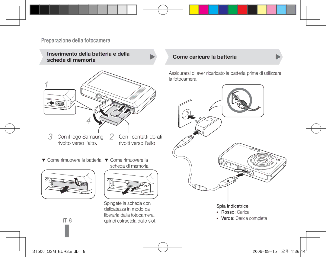 Samsung EC-ST500ZBPRE2, EC-ST510ZBPRE1 IT-6, Inserimento della batteria e della scheda di memoria, Con il logo Samsung 