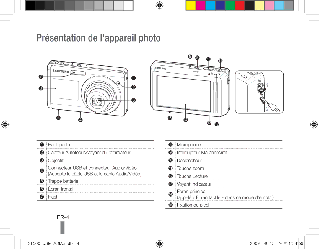 Samsung EC-ST500ZBPUZA, EC-ST510ZBPRE1, EC-ST500ZBPRIT, EC-ST500ZBASE1 FR-4, Trappe batterie Écran frontal Flash Microphone 