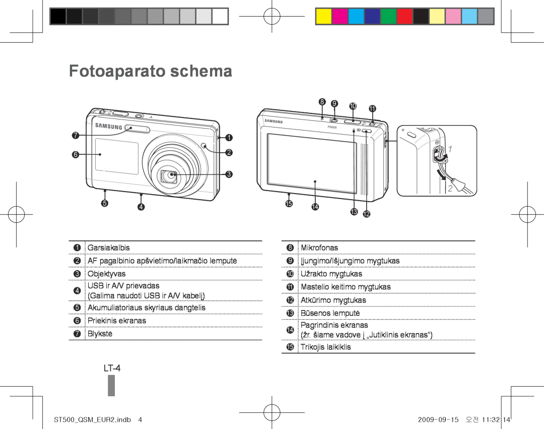Samsung EC-ST500ZBPUDX, EC-ST510ZBPRE1, EC-ST500ZBPRIT, EC-ST500ZBASE1, EC-ST500ZBPSIT manual Fotoaparato schema, LT-4 