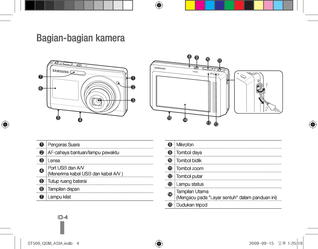 Samsung EC-ST500ZBPRIL, EC-ST510ZBPRE1, EC-ST500ZBPRIT, EC-ST500ZBASE1, EC-ST500ZBPSIT Bagian-bagian kamera, ID-4, 8 9 10 