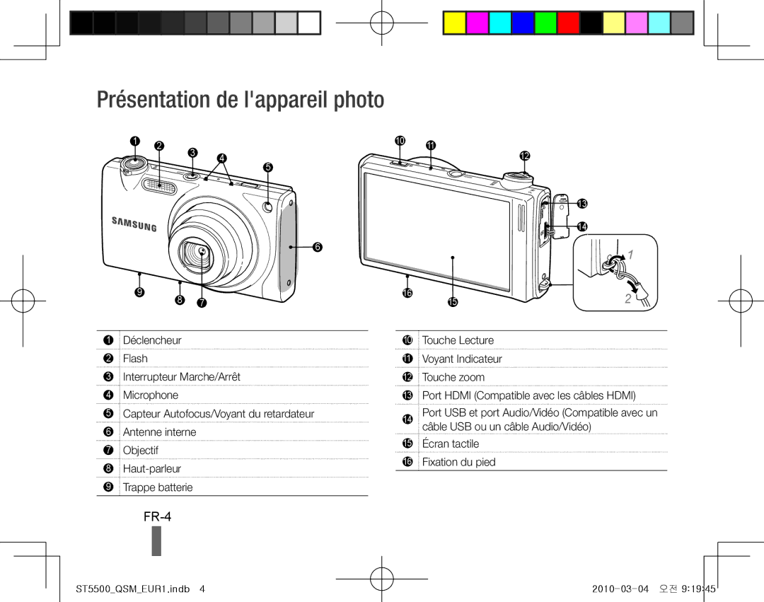 Samsung EC-ST5500BPBSA, EC-ST5500BPBE1, EC-ST5500BPOIT, EC-ST5500BPBIT, EC-ST5500BPAIT Présentation de lappareil photo, FR-4 