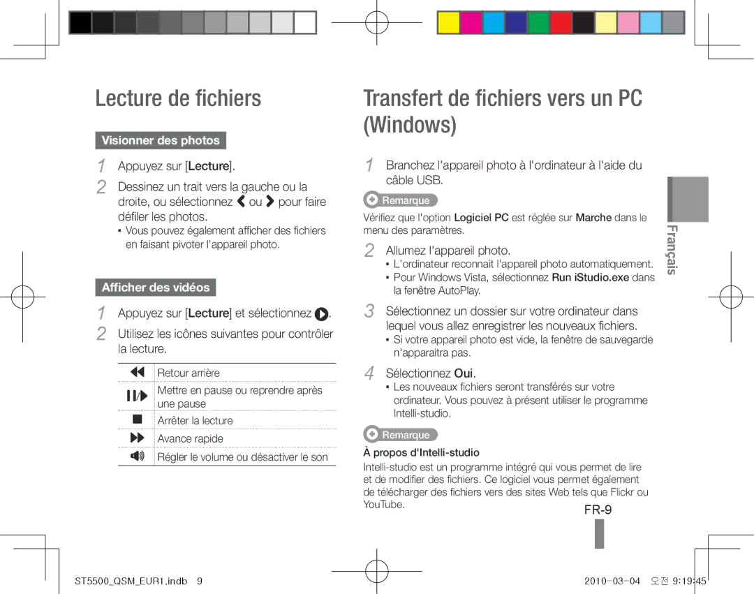 Samsung EC-ST5500DPBAS, EC-ST5500BPBE1 Lecture de fichiers, Transfert de fichiers vers un PC Windows, Visionner des photos 