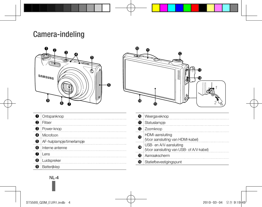 Samsung EC-ST5500BPOE1, EC-ST5500BPBE1, EC-ST5500BPOIT, EC-ST5500BPBIT, EC-ST5500BPAIT, EC-ST5500BPBSA Camera-indeling, NL-4 