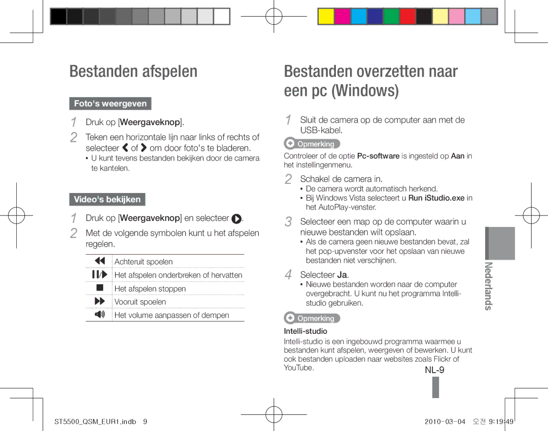 Samsung EC-ST5500BPOIL Bestanden afspelen, Bestanden overzetten naar een pc Windows, Fotos weergeven, Videos bekijken 