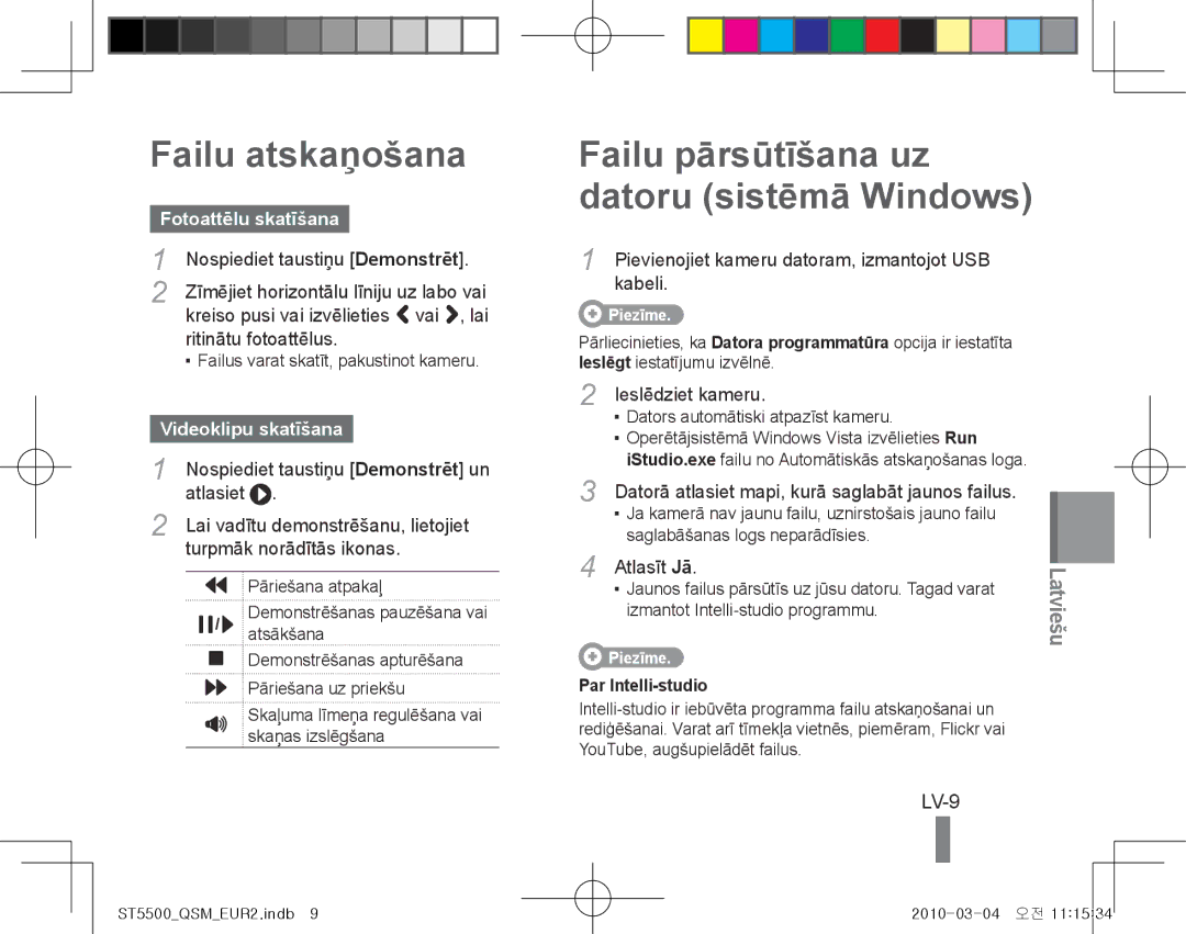 Samsung EC-ST5500BPOIL manual Failu atskaņošana, Failu pārsūtīšana uz datoru sistēmā Windows, LV-9, Fotoattēlu skatīšana 