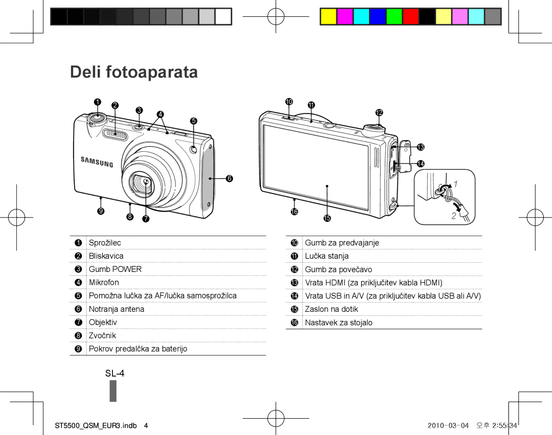 Samsung EC-ST5500BPBSA, EC-ST5500BPBE1, EC-ST5500BPOIT, EC-ST5500BPBIT, EC-ST5500BPAIT, EC-ST5500BPBIL Deli fotoaparata, SL-4 