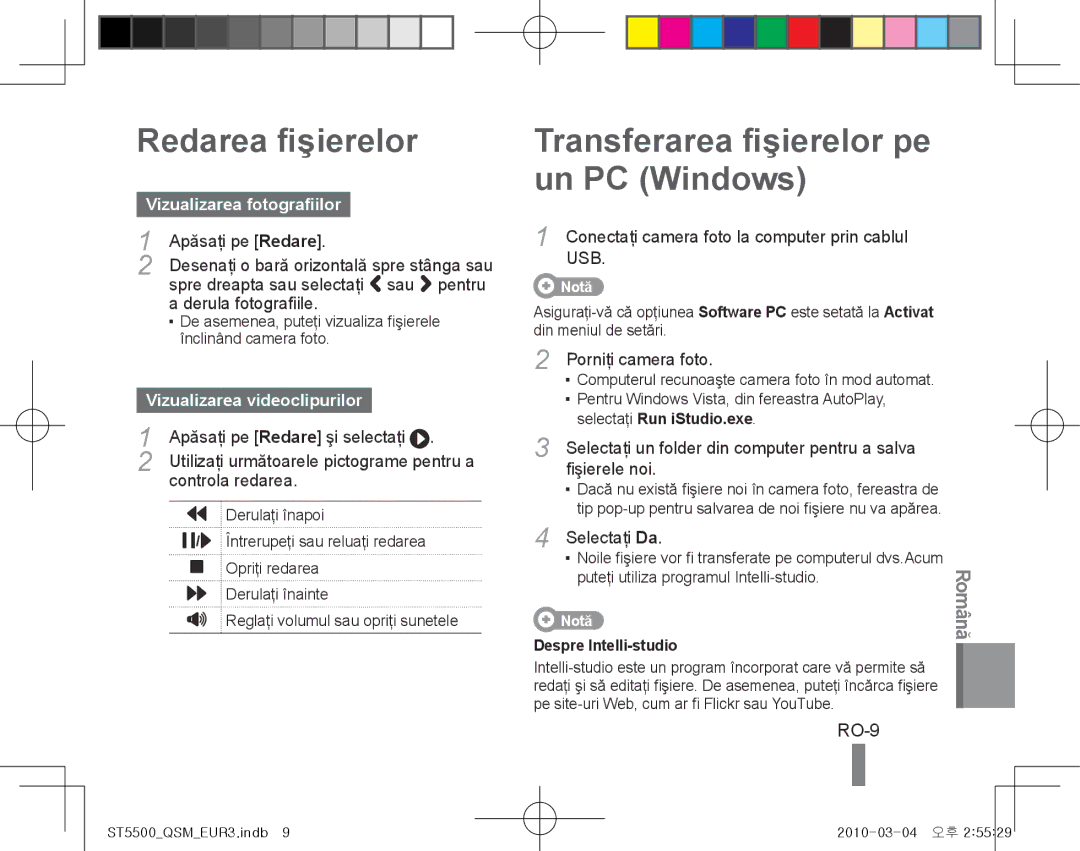 Samsung EC-ST5500DPBAS Redarea fişierelor, Transferarea fişierelor pe un PC Windows, RO-9, Vizualizarea fotografiilor 