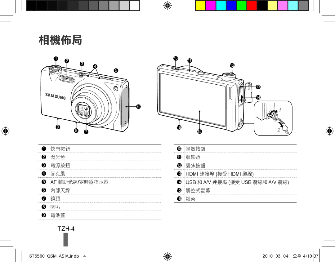 Samsung EC-ST5500BPBSA, EC-ST5500BPBE1, EC-ST5500BPOIT manual ZH-4, Hdmi 連接埠 接受 Hdmi 纜線 USB 和 A/V 連接埠 接受 USB 纜線和 A/V 纜線 