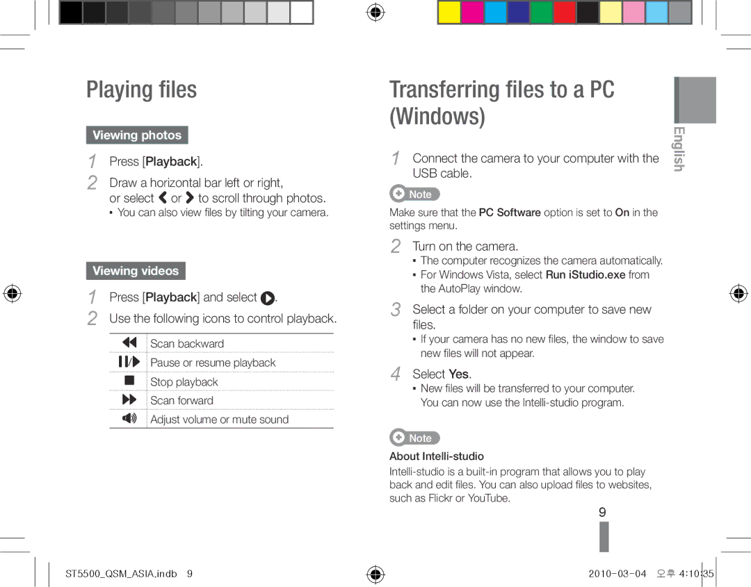 Samsung EC-ST5500DPBAS, EC-ST5500BPBE1 Playing files, Transferring files to a PC Windows, Viewing photos, Viewing videos 