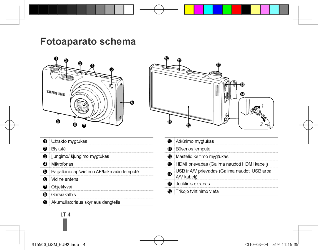 Samsung EC-ST5500BPBSA, EC-ST5500BPBE1, EC-ST5500BPOIT, EC-ST5500BPBIT, EC-ST5500BPAIT manual Fotoaparato schema, LT-4 