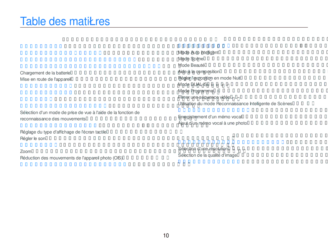 Samsung EC-ST5500BPBE1 manual Table des matières 