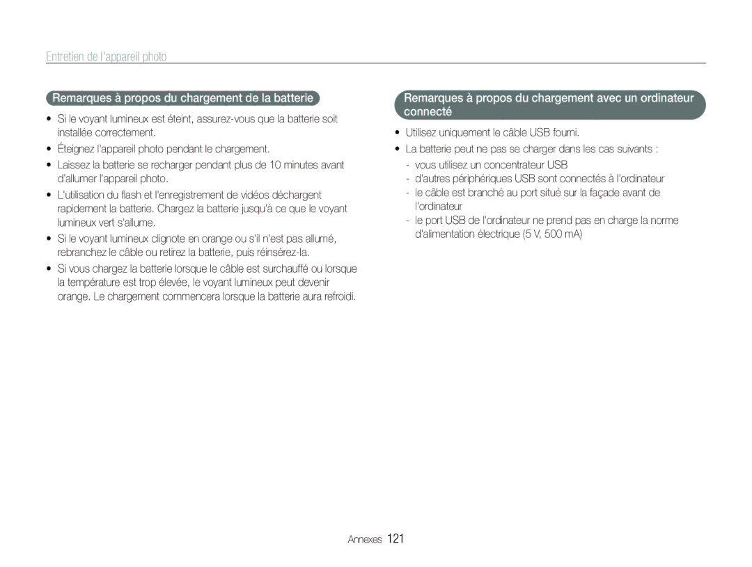 Samsung EC-ST5500BPBE1 manual Remarques à propos du chargement de la batterie 