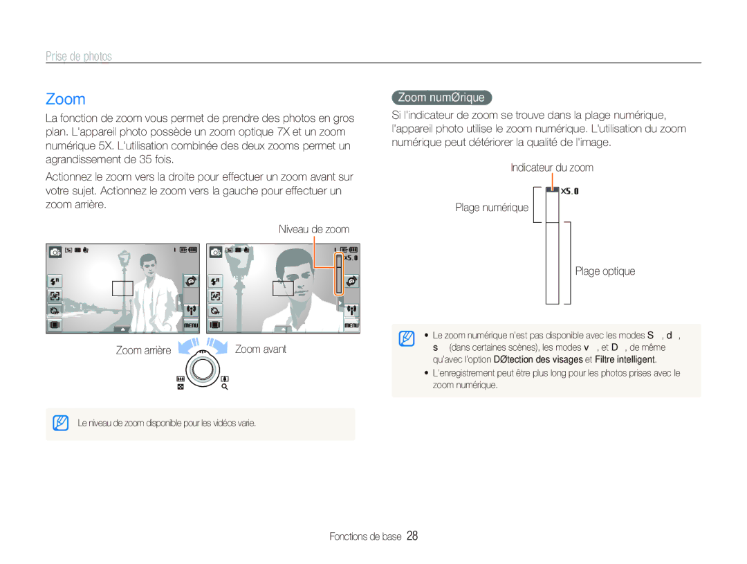 Samsung EC-ST5500BPBE1 manual Prise de photos, Zoom numérique 