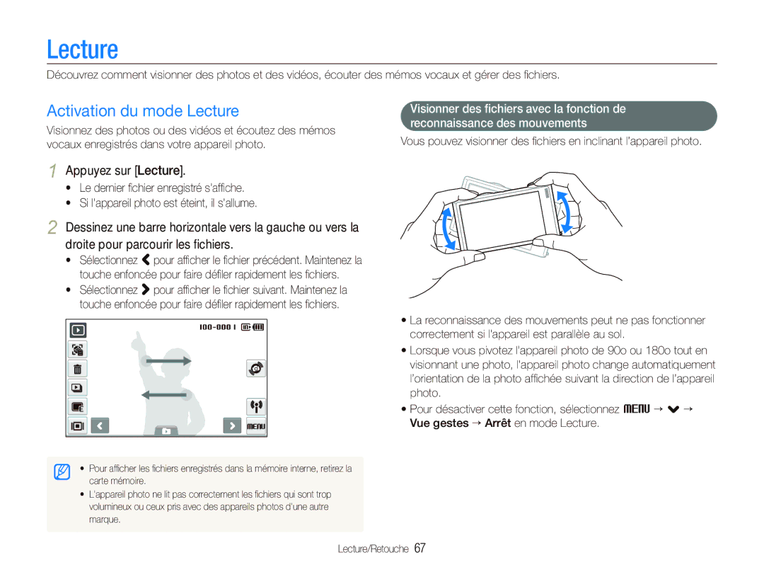 Samsung EC-ST5500BPBE1 manual Activation du mode Lecture, Appuyez sur Lecture 