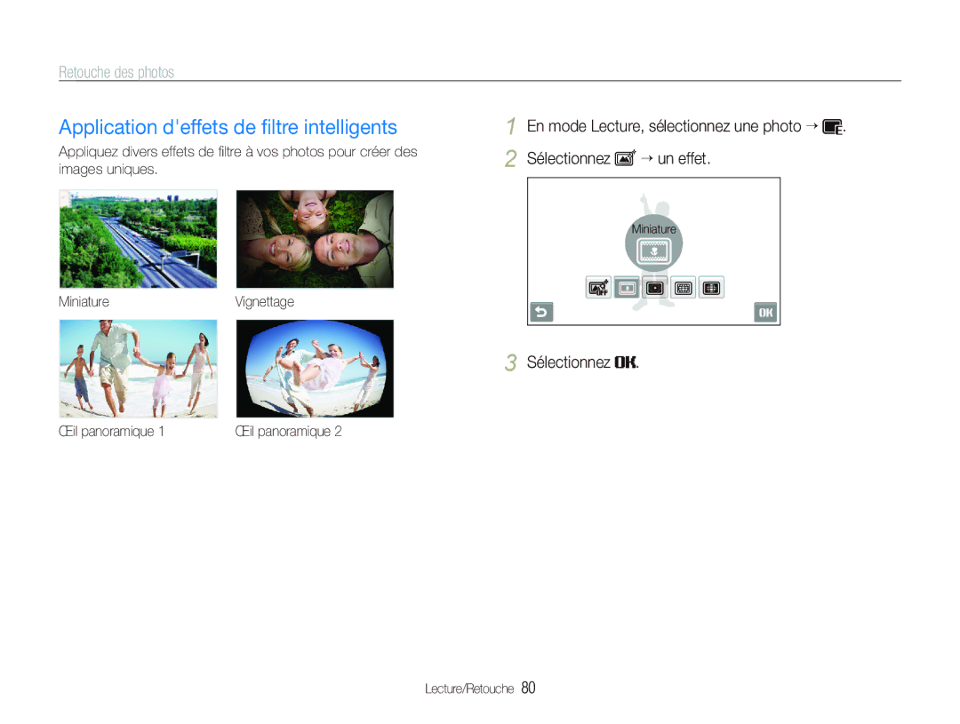 Samsung EC-ST5500BPBE1 manual Sélectionnez ““un effet, Images uniques 