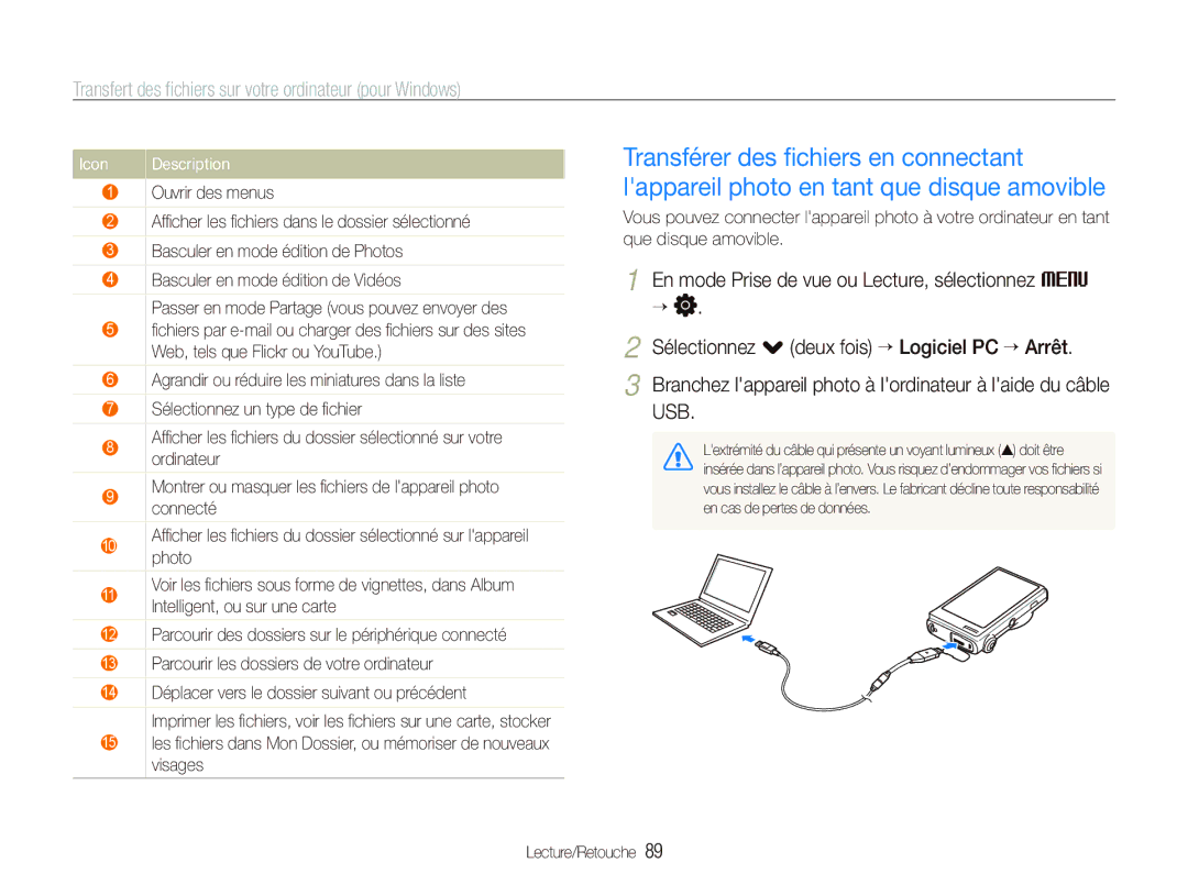 Samsung EC-ST5500BPBE1 manual Icon 