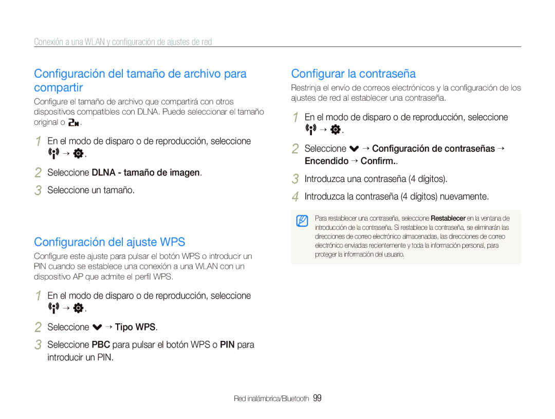 Samsung EC-ST5500BPBE1 manual Conﬁguración del tamaño de archivo para compartir, Conﬁguración del ajuste WPS, Original o 