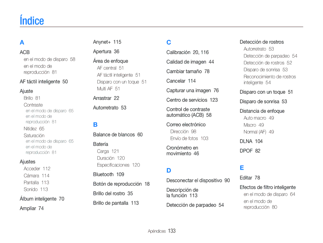 Samsung EC-ST5500BPBE1 manual Índice 