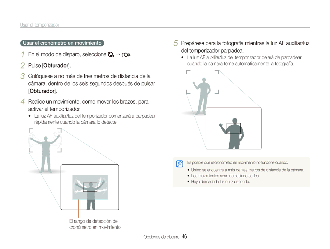 Samsung EC-ST5500BPBE1 manual Usar el temporizador, Pulse Obturador, Usar el cronómetro en movimiento 