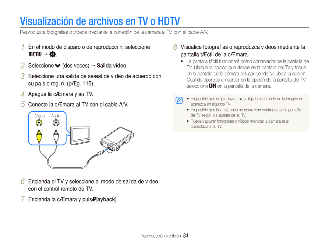 Samsung EC-ST5500BPBE1 manual Visualización de archivos en TV o Hdtv, Seleccione en la pantalla de la cámara 