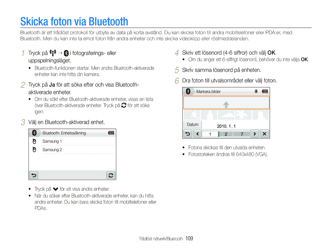 Samsung EC-ST5500BPBE2 manual Skicka foton via Bluetooth, Välj en Bluetooth-aktiverad enhet 