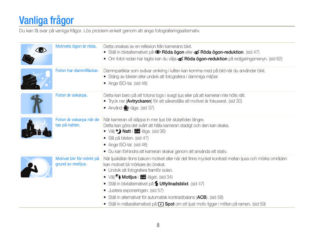 Samsung EC-ST5500BPBE2 manual Vanliga frågor 