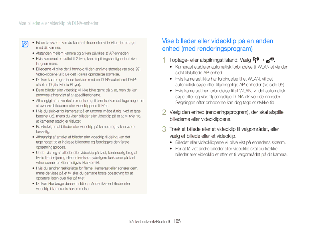 Samsung EC-ST5500BPBE2 manual Vise billeder eller videoklip på DLNA-enheder 