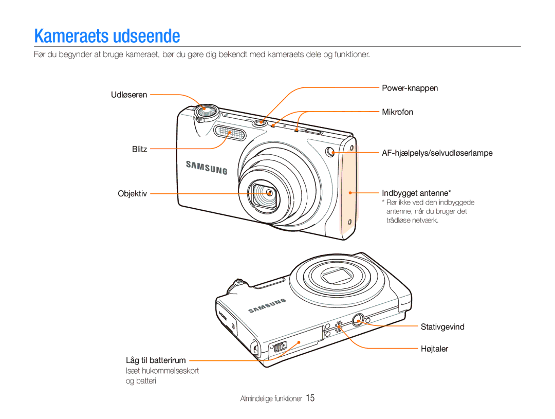 Samsung EC-ST5500BPBE2 manual Kameraets udseende 