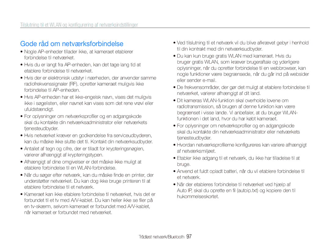 Samsung EC-ST5500BPBE2 manual Gode råd om netværksforbindelse 