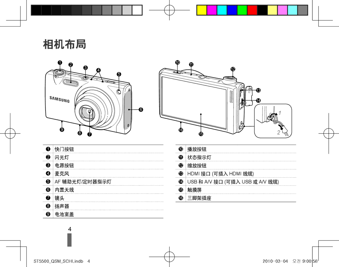 Samsung EC-ST5500BPBE3, EC-ST5500BPOE3, EC-ST5500BPAE3, EC-ST5500BPBE2 manual 相机布局 